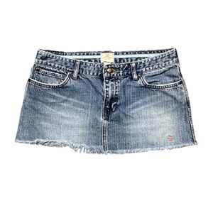 Y2K Abercrombie & Fitch Distressed Micro Mini Skirt Youth 16 Womens 8-10 Raw Hem